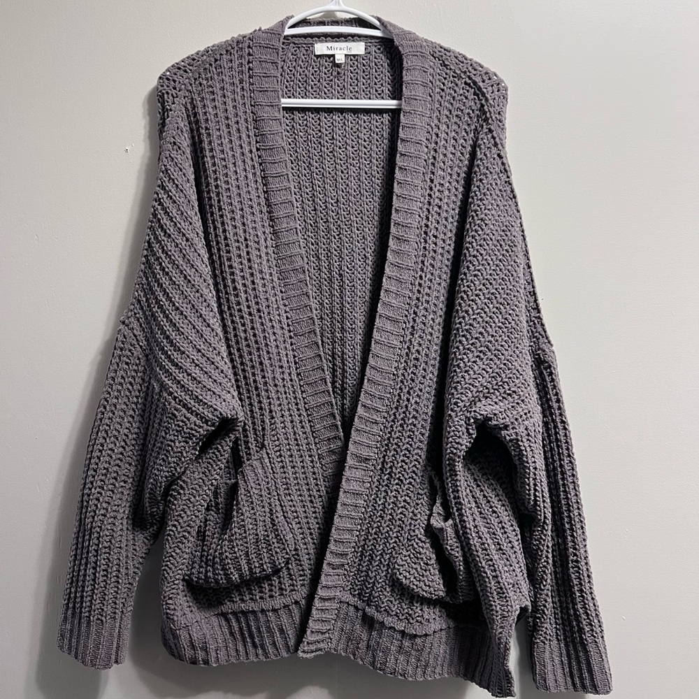 Miracle Gray Open-Front Sweater